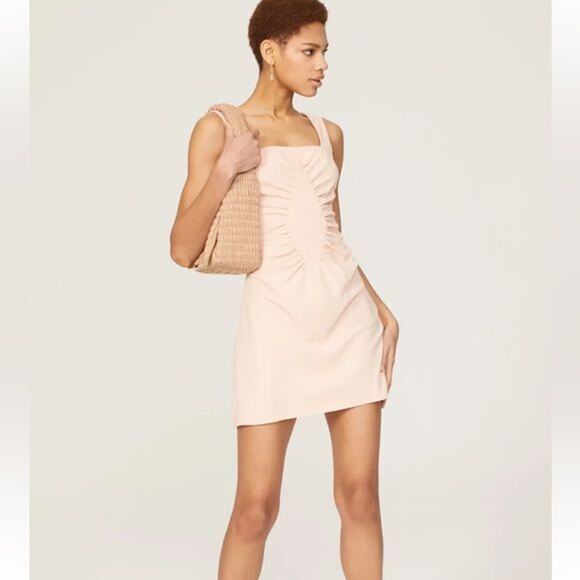 marina moscone Dresses & Skirts - RTR Marina MosconeDiamond Inlay Dress Mini Sleeveless Blush Pink Sz 8 ruched
